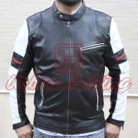 Men Striped Leather Fashion Jacket USI-8897
