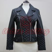 Women Blue Leather Jacket USI-6031