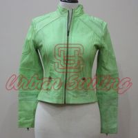 Women Green Leather Fashion Jacket USI-6036