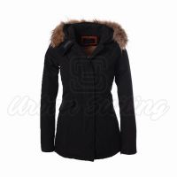 Ladies Straight Parka Navy Fur Hoodie Jacket USI-9637