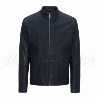 Men Slim Fit Leather Biker Jacket Blue Shade USI-8881