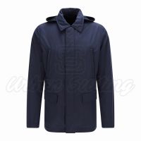 Men Regular Fit Detachable Hood Textile Jacket USI-9140