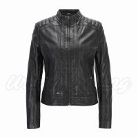 Ladies Slim Fit Light Weight Leather Jacket Black USI-6026-A