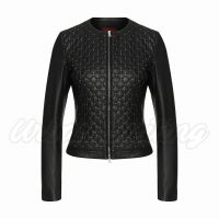 Ladies Leather Jacket with Quilted Front USI-6025