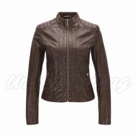 Ladies Slim Fit Light Weight Leather Jacket Black USI-6026-C