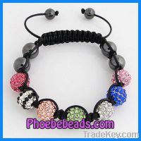 Sell Colorful Alloy Disco Ball Beaded Shamballa Bracelets PSB133-2