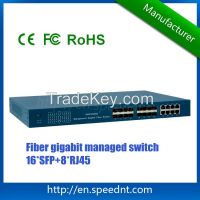 Managed Gigabit fiber Ethernet switch UKG1608GC with 16 SFP ports 8 RJ45 ports