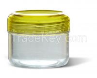 75ml (PS) transparent jar with transparent yellow cap
