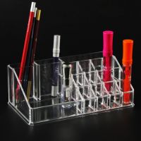 Clear View Acrylic Makeup Cosmetics Organizer Brush Eyebrow Pencil Lipstick Display Stand Rack Holder Box Case 16 Compartments