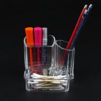 Clear View Acrylic Makeup Cosmetics Organizer Brush Eyebrow Pencil Lipstick Display Stand Rack Holder Box 3 Compartments