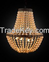 wooden beads wall lamp