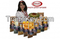 Pasta, Flour (Rye, Wheat), Bran, malt, Vegetative Dietary Supplements