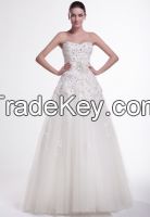 Sweetheart lace flower with beading floor length wedding dress