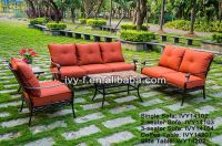 patio& lawn modern metal cast aluminum occasional sofa sets sectional with coffee table and thick comfortable waterproof cushion