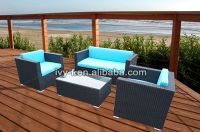 hot sale garden PE rattan sofa set 4 pcs conversational outdoor deck sofa set with comfortable cushion