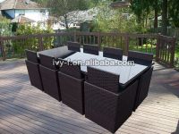 garden dining set PE rattan cube dining table and chairs 8-seating 9 pieces set