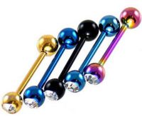Sell tongue rings-Anodised Tongue Barbell with jewelry Ball (stb011)