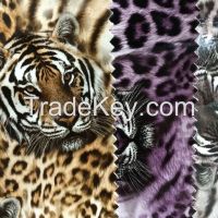 High quality PU synthetic leather printed Tiger Lepaord head many color 785gram per squre meter  for fashion  handbags  iraq