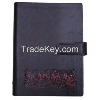Real leather notebook with embossed image _office supplies china factory