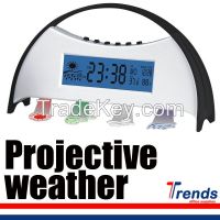 weather station projection clock, weather station clock with blue led