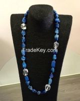White Crystal Dyed Blue Banded Agate