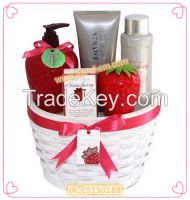 natural wooden box strawberry perfume bath set gift -- IR-CS150188