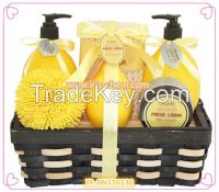 Lemon perfume bath gift set of shower gel , bubble bath , body lotion