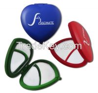 Promotional Compact Mirrors in Heart-shaped, Double-sides, 2x Magnifying, Made of ABS