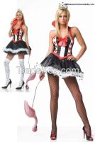 Deluxe Queen of Hearts Costume Marabou Trim Black Dress UA83078