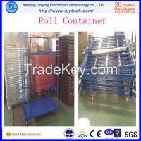 Foldable roll container with four wheels