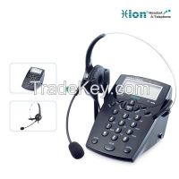 Call center Caller ID telephone dial pad with monaural headset