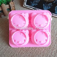 silicone cake molds hello kitty shaped 4holes SCM-3