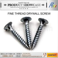 3.5X25mm black fine thread drywall screw, plasterboard drywall screw made in china plant