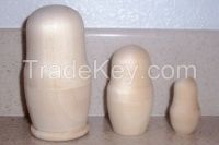 Wholesale Russian Blank Unpainted Wooden Nesting Dolls Matryoshka 3 pieces 9 cm