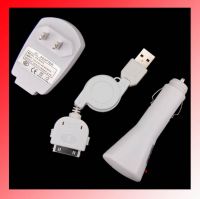 Sell USB CABLE+CAR+WALL CHARGER For IPOD NANO TOUCH iPHONE