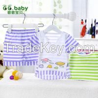 Striped 100% Cotton 2015 Summer Newborn Clothing Set Baby Boy Girl Clothes Suits, Short Sleeve 2-pcs Baby Sets