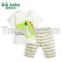 2015 Cotton Crocodile Summer Baby Boy Girl Clothing Set Baby Suit Short Sleeve Shirt + Pants