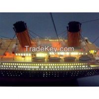 RMS Titanic With Lights Wooden Model Ship