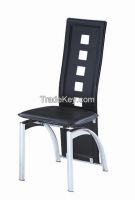 Dining chair with hard PVC, dining chair with chrome metal legs