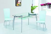 chromed-plated/tempered glass dining table T066