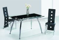 chromed-plated/tempered glass dining table T062