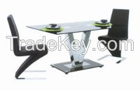 metal and glass chromed-plated/tempered glass dining table T052