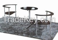 metal and glass dining table/MDF with painting, chromed plated/10mm tempered glass T056