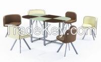 chromed-plated/tempered glass dining table T045