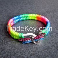 Colorful rope woven dragonfly charms bracelet for friends