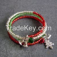 Christmas gifts seed beads with metal charms bracelet