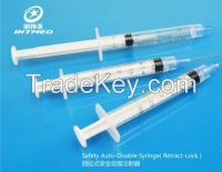 retract-lock safety syringe with needle