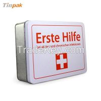 high quality rectangular first aid tin case