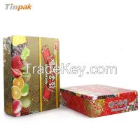 large rectangular tin jelly bean candy container
