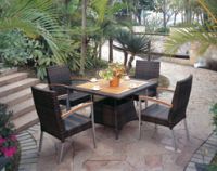Sell rattan table with teak top